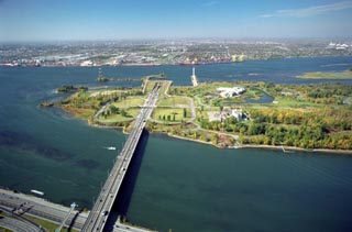 Louis Hippolyte Lafontaine Bridge-Tunnel over/under the St Lawrence at Montreal