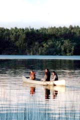 Canoeing on lake
