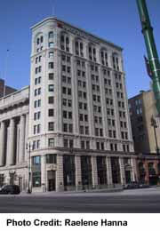 Downtown Winnipeg is used for 1930s movies sets, including the National Bank building