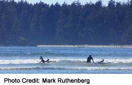 Surfers enjoying waves at Pacific Rim National Park