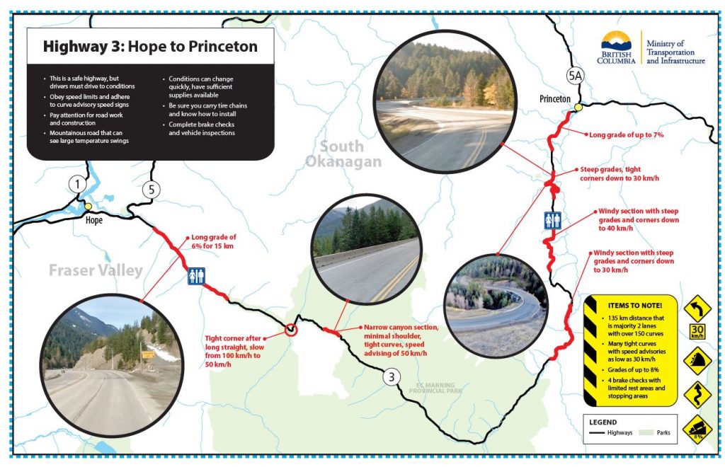 Highway 3 Hope to Princeton Map - BC Transportation and Infrastruture
