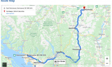 BC Alternative Route: Highway 3 to Princeton, 5A to Merritt, and Highway 5 Coquihalla to Kamloops