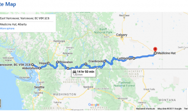 BC Alternate Route:  Crowsnest Highway 3 all the way from Vancouver to Medicine Hat