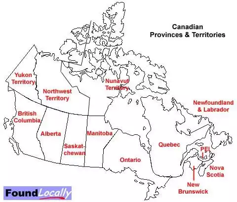 Map of Canadian Provinces