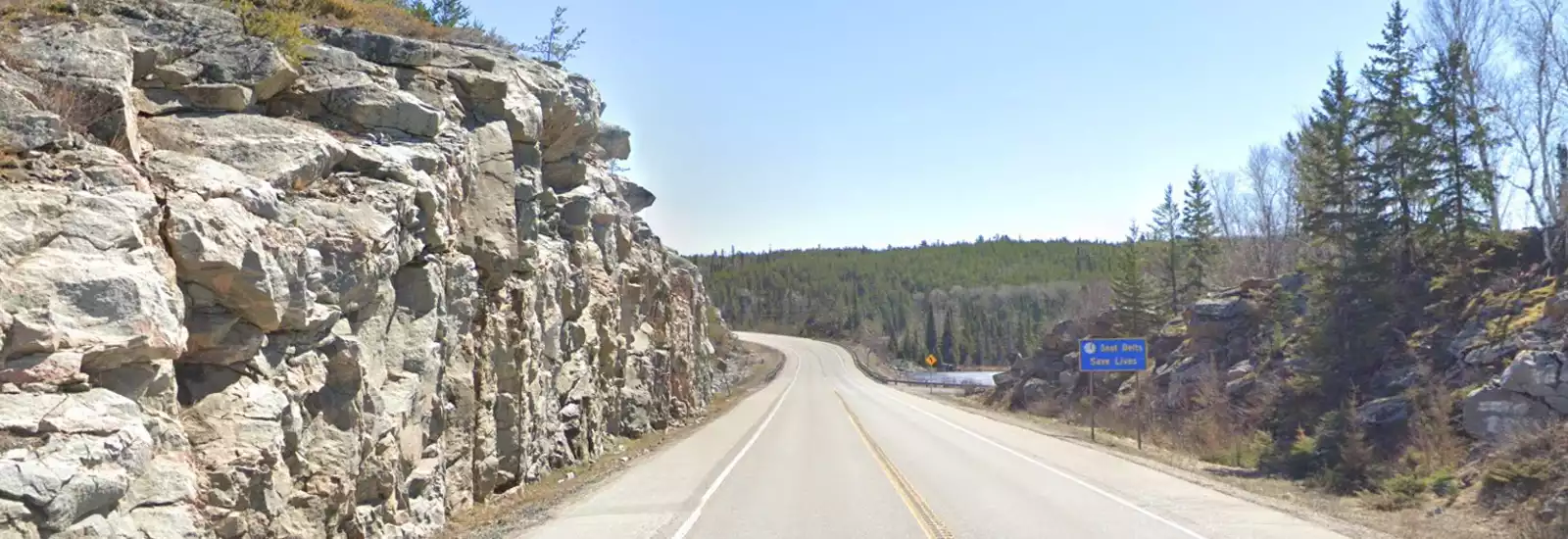 Rock cut on Highway 17 at Dogtooth Lake-sliver
